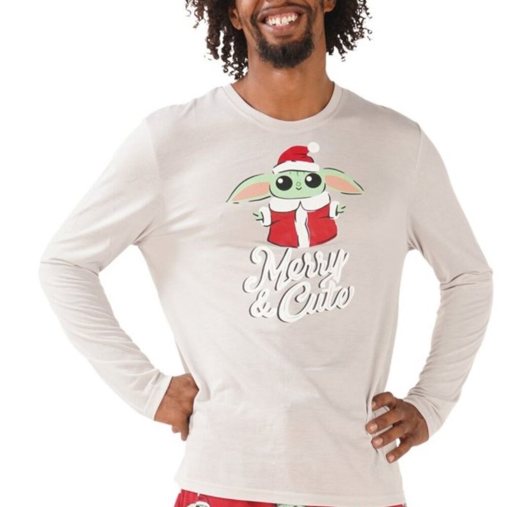 Munki Munki Mens Grogu Holiday Pajama Top Only,1-Piece Size XX-Large